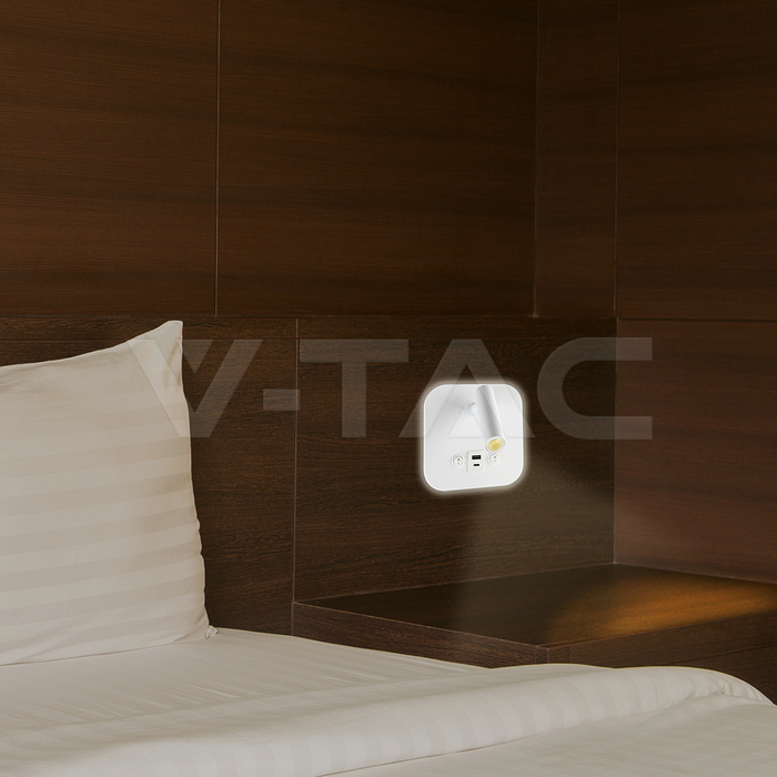 8W LED Bedside Light CREE CHIP Aluminum+PC White Body IP20 3000K img 8