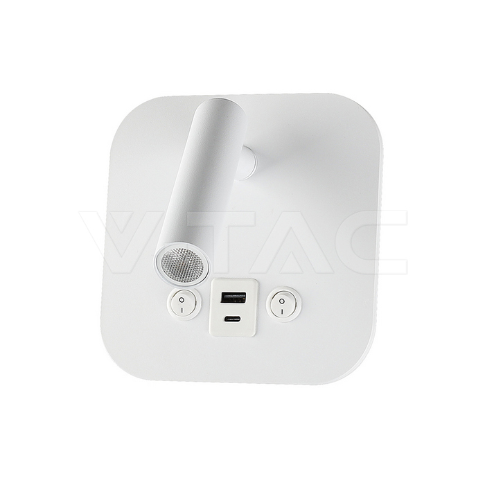 8W LED Bedside Light CREE CHIP Aluminum+PC White Body IP20 3000K