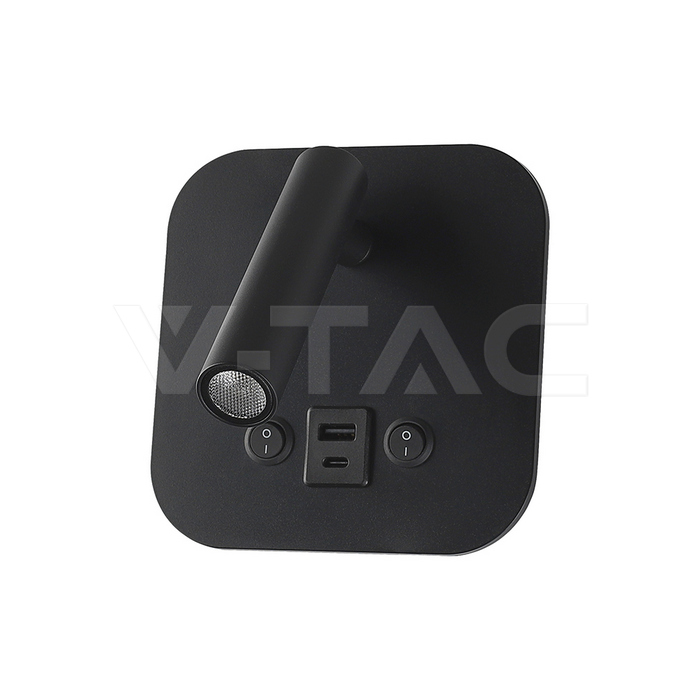 8W LED Bedside Light CREE CHIP Aluminum+PC Black Body IP20 3000K