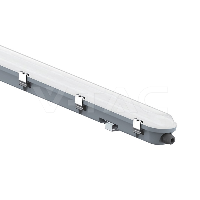 LED Waterproof Fitting Milky Cover 1500mm 48W Sensor+SS Clips 4000K