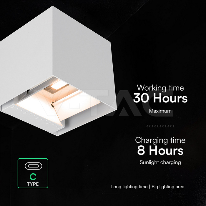 3W LED Solar Wall Light 3in1 White Body IP65 Charging Type C PIR Sensor img 8
