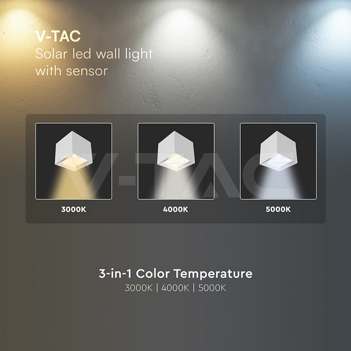 3W LED Solar Wall Light 3in1 White Body IP65 img 9