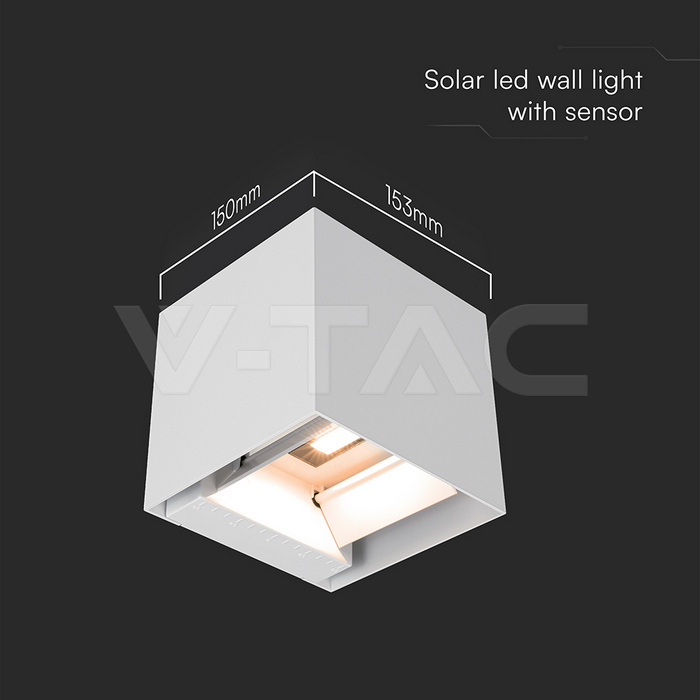 3W LED Solar Wall Light 3in1 White Body IP65 img 11