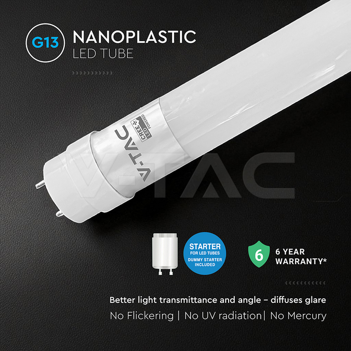 LED Tube CREE CHIP - 120cm 12W G13 Nano Plastic 6500K High Lumen img 2