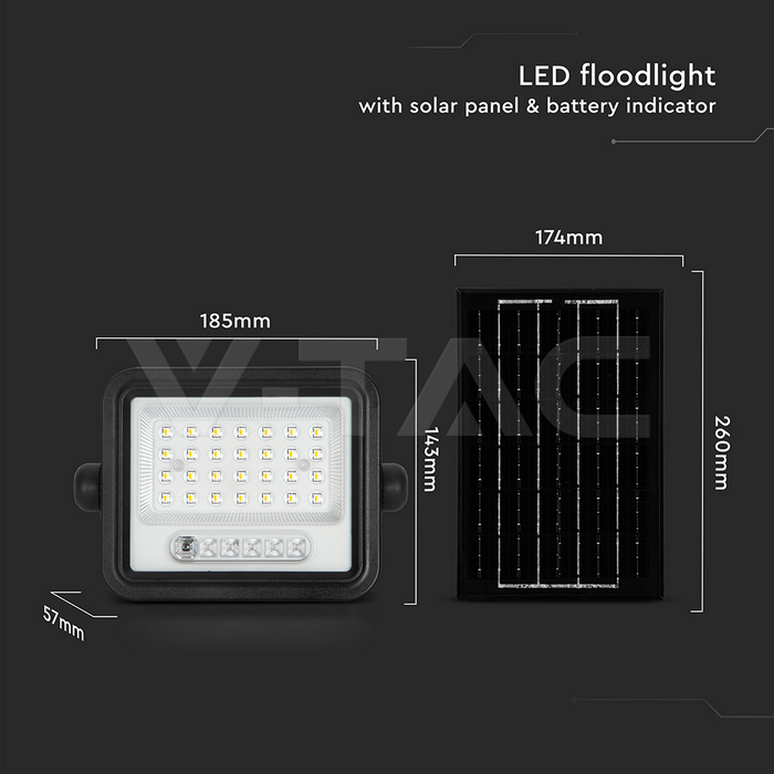 5W LED Solar Floodlight 2000K-8000K Black Body Battery Indicator img 11