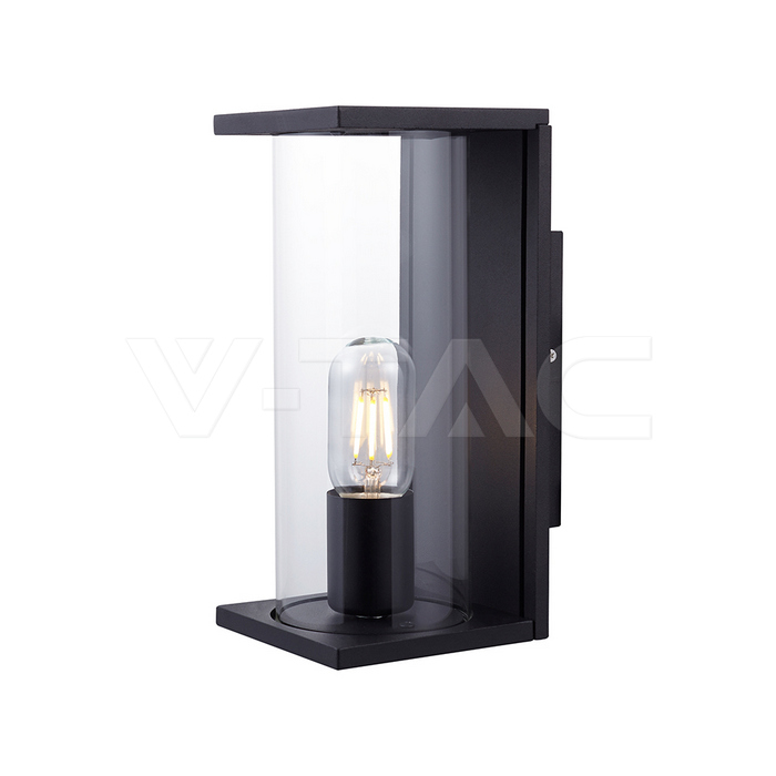 1*E27 Wall Lamp Light Holder With Clear Glass Matt Black