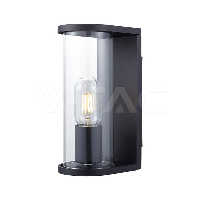 1*E27 Wall Lamp Light Holder With Smoky Glass Matt Black