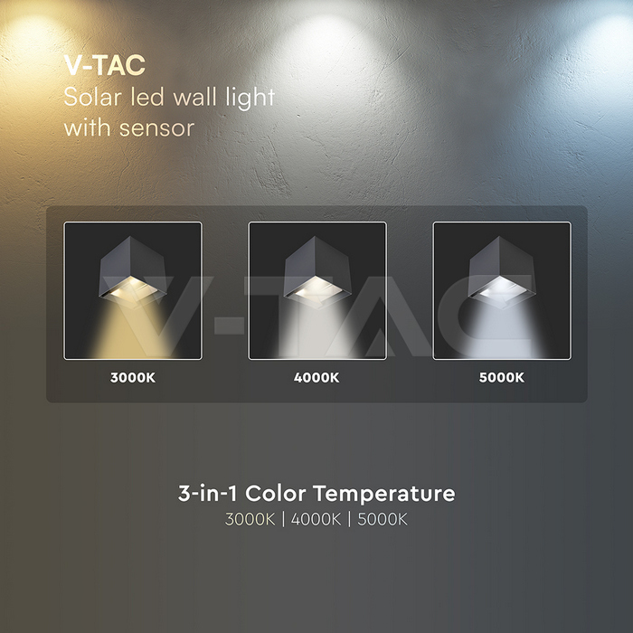 3W LED Solar Wall Light 3in1 Dark Grey Body IP65 img 9