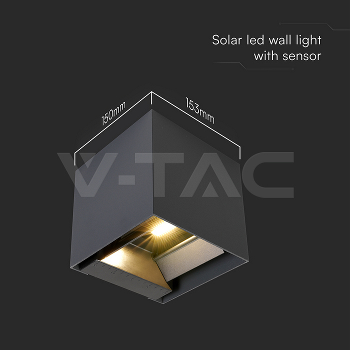 3W LED Solar Wall Light 3in1 Dark Grey Body IP65 img 11