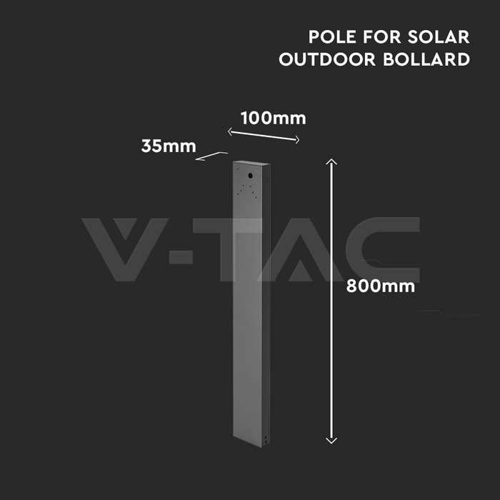 Pole For Solar Outdoor Bollard 100*35*800MM Black Body img 1