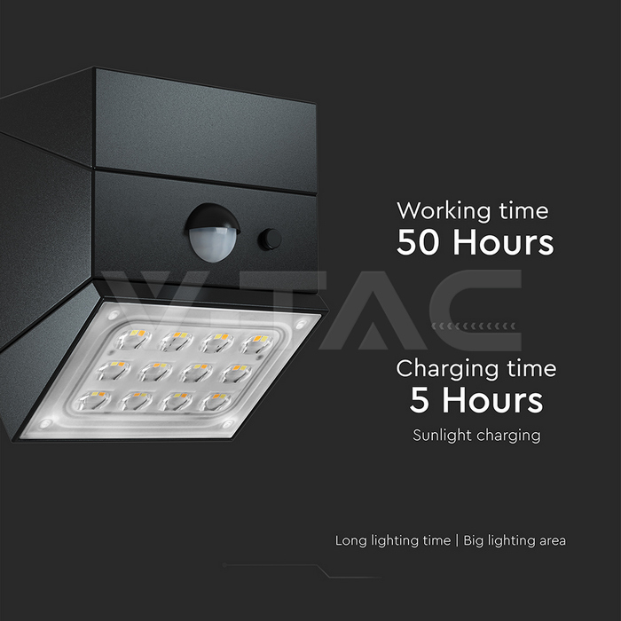 2.5W LED Solar Wall Light Sensor 1200mAh 3.7V CCT3IN1 Black Body img 10