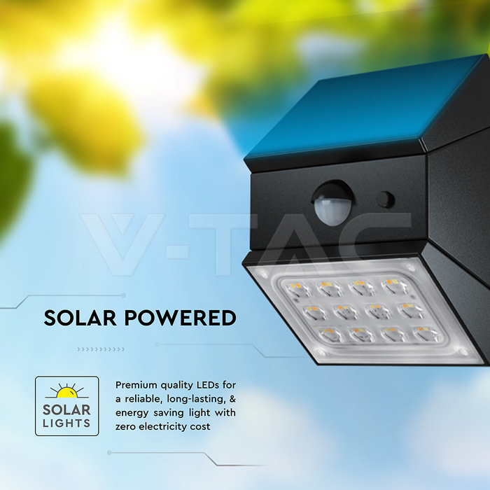 2.5W LED Solar Wall Light Sensor 1200mAh 3.7V CCT3IN1 Black Body img 12