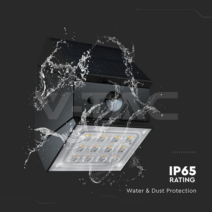 2.5W LED Solar Wall Light Sensor 1200mAh 3.7V CCT3IN1 Black Body img 13