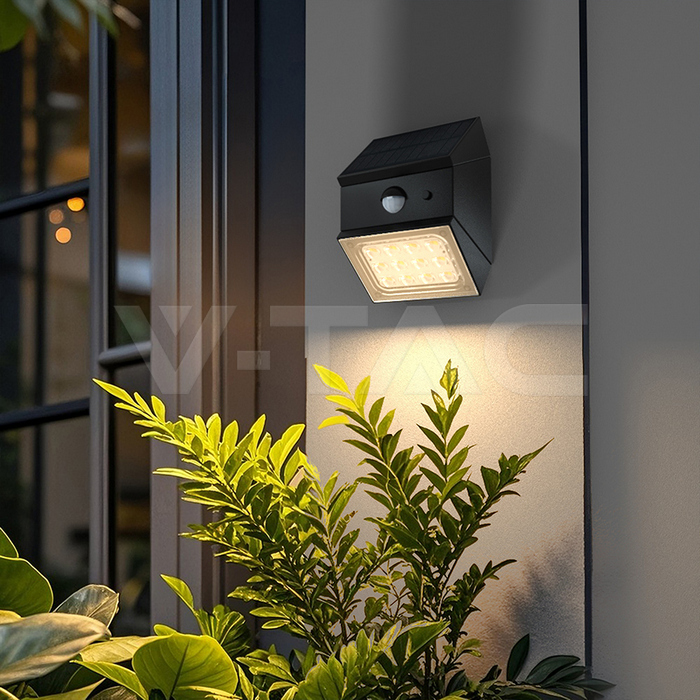 2.5W LED Solar Wall Light Sensor 1200mAh 3.7V CCT3IN1 Black Body img 17