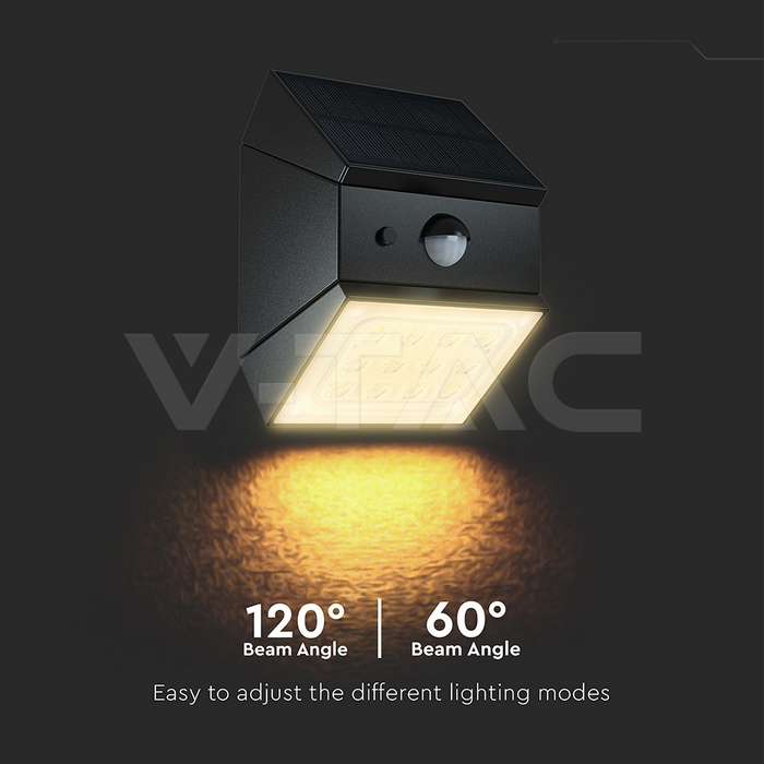 2.5W LED Solar Wall Light Sensor 1200mAh 3.7V CCT3IN1 Black Body img 7