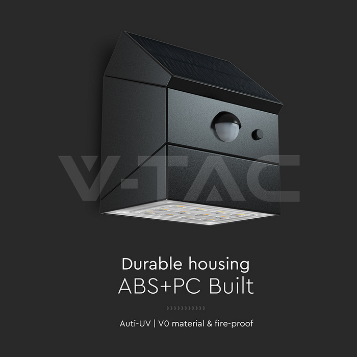 2.5W LED Solar Wall Light Sensor 1200mAh 3.7V CCT3IN1 Black Body img 8