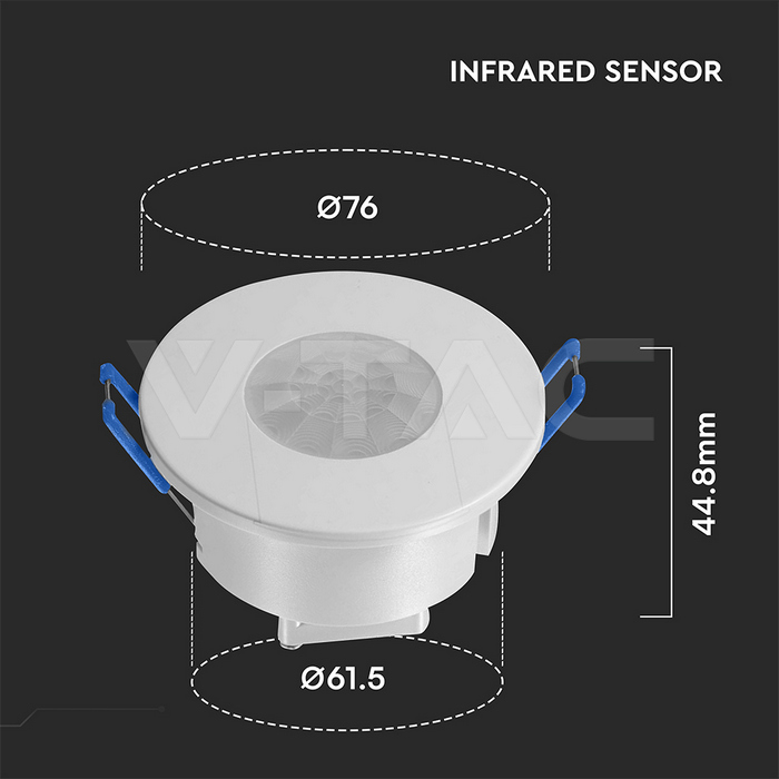 PIR Ceiling Sensor Recessed Mount White Body img 5