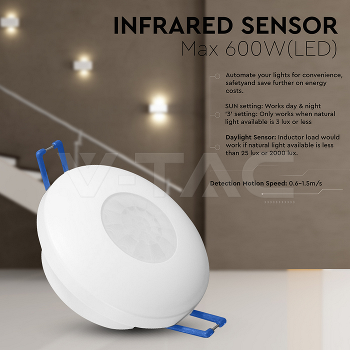 PIR Ceiling Sensor 2IN1 White Body img 2