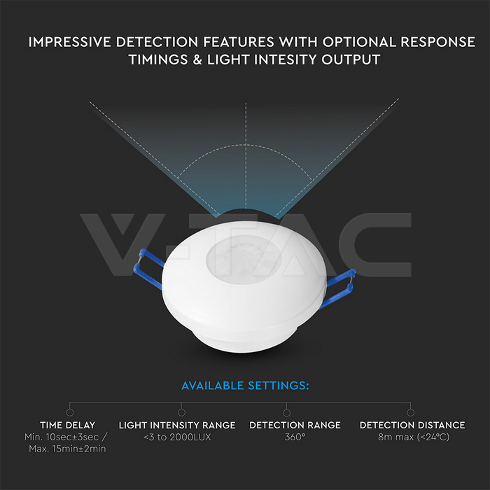 PIR Ceiling Sensor 2IN1 White Body img 4