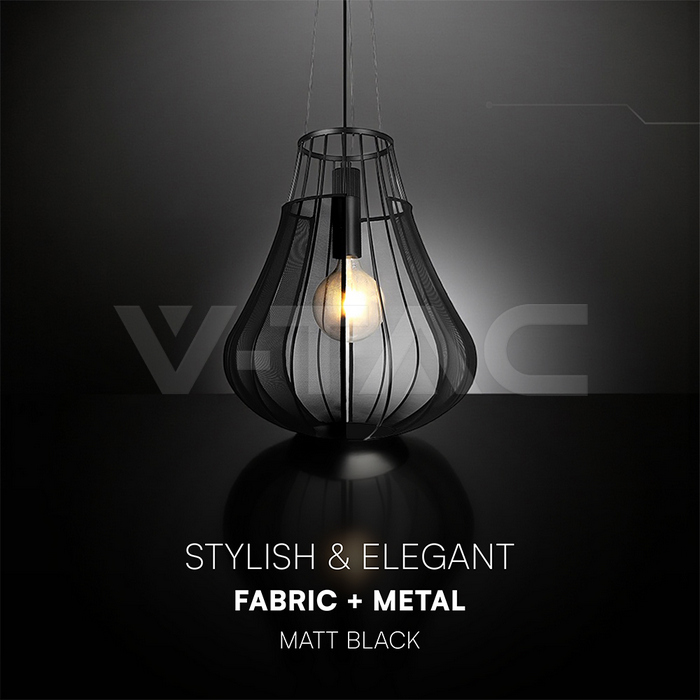 E27 Decorative Hanging Pendant (D420*H500mm) Matt Black Body img 3