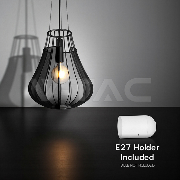 E27 Decorative Hanging Pendant (D420*H500mm) Matt Black Body img 4