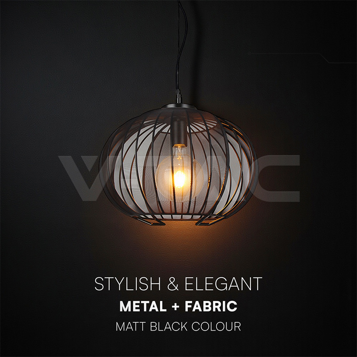 E27 Decorative Hanging Pendant (D400*H290mm) Matt Black Body img 3