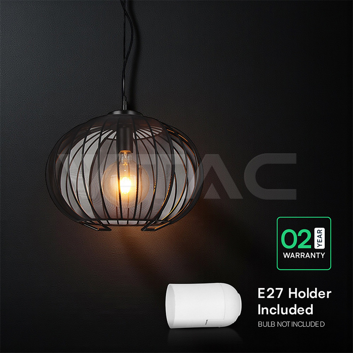 E27 Decorative Hanging Pendant (D400*H290mm) Matt Black Body img 4