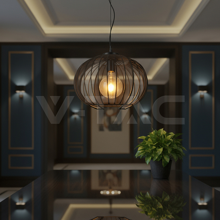 E27 Decorative Hanging Pendant (D400*H290mm) Matt Black Body img 6