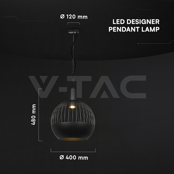 GU10 Decorative Hanging Pendant (D400*H350mm) Matt Black Body img 5