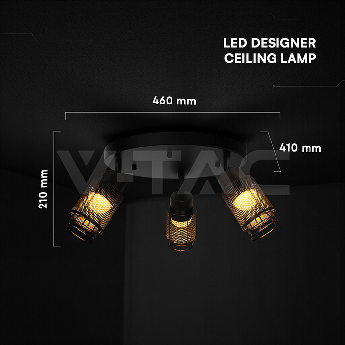 3X6W LED Decorative Ceiling Lamp (D300*H30mm) 3000K Matt Black Body img 4