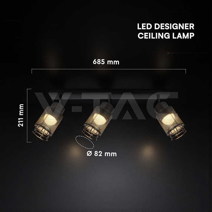 3X6W LED Decorative Ceiling Lamp (L400*W70*H30mm) 3000K Matt Black Body img 4