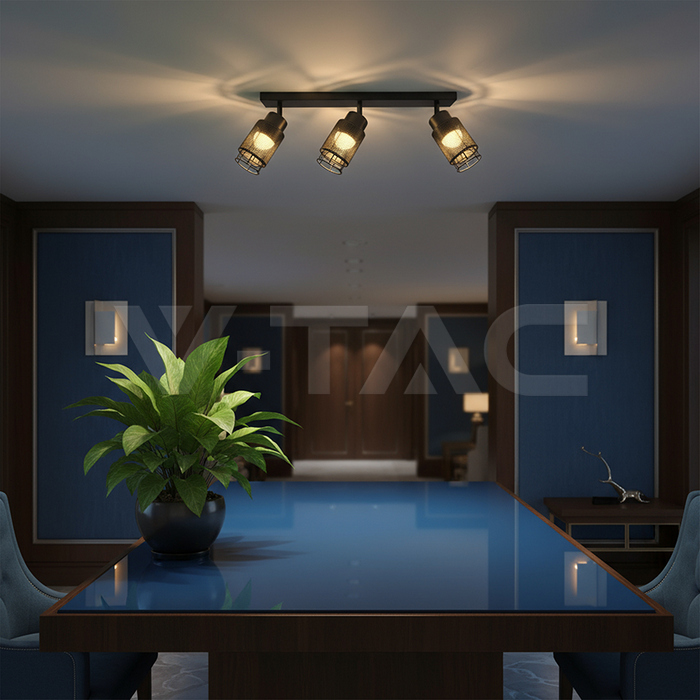 3X6W LED Decorative Ceiling Lamp (L400*W70*H30mm) 3000K Matt Black Body img 5
