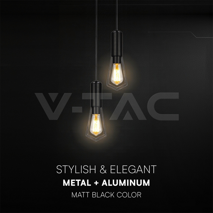 2XE27 Decorative Hanging Lamp (D200*H25mm) Matt Black img 3