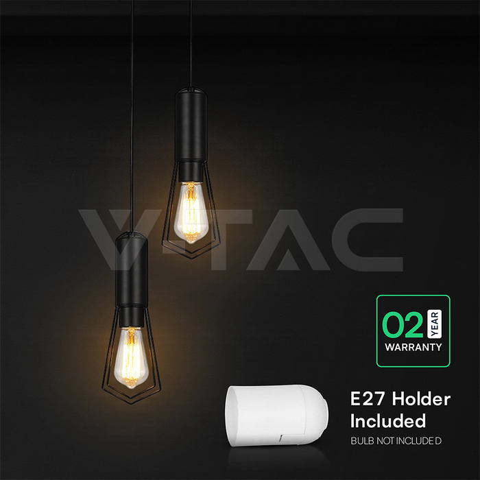 2XE27 Decorative Hanging Lamp (D200*H25mm) Matt Black img 4