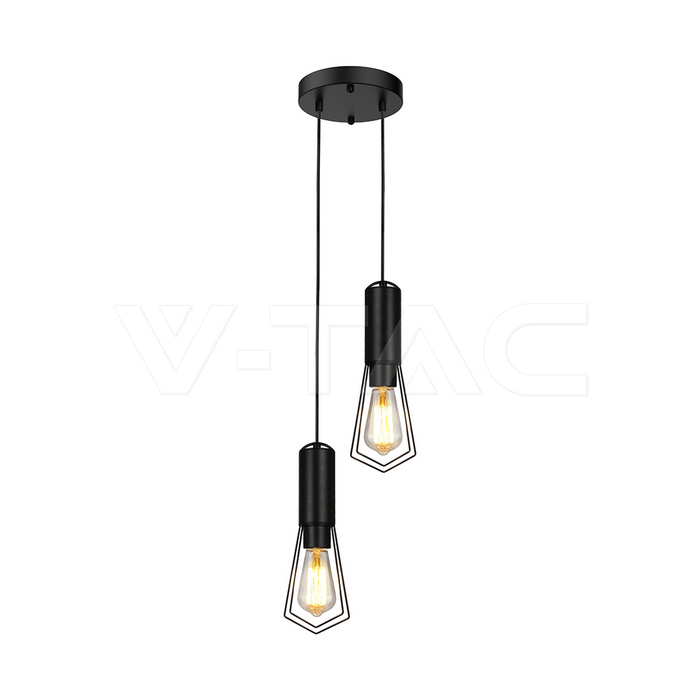 2XE27 Decorative Hanging Lamp (D200*H25mm) Matt Black
