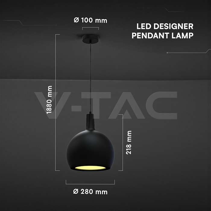 E27 Decorative Hanging Lamp (D280*H218mm) Black Body img 5