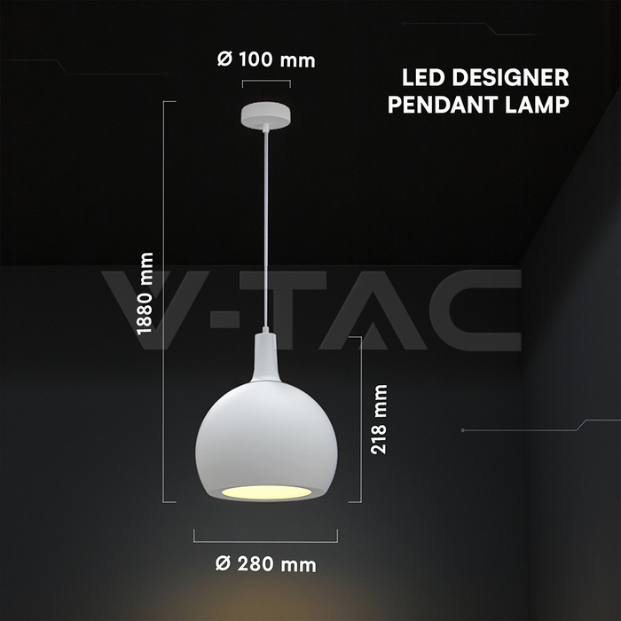 E27 Decorative Hanging Lamp (D280*H218mm) White Body img 5