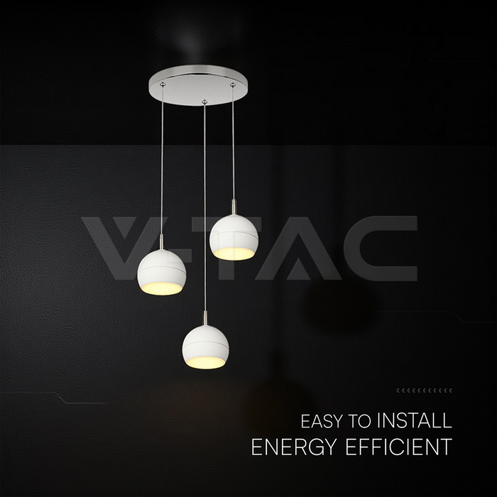 3X10W LED Decorative Hanging Lamp (D250*H30mm) 3000K Brushed Nickel+White img 1