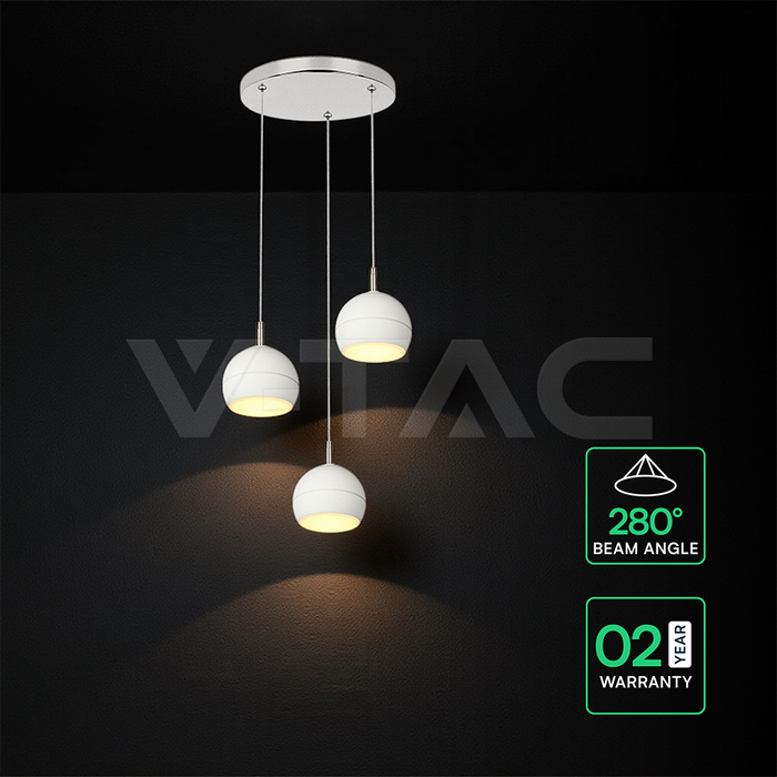 3X10W LED Decorative Hanging Lamp (D250*H30mm) 3000K Brushed Nickel+White img 3