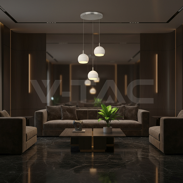 3X10W LED Decorative Hanging Lamp (D250*H30mm) 3000K Brushed Nickel+White img 5