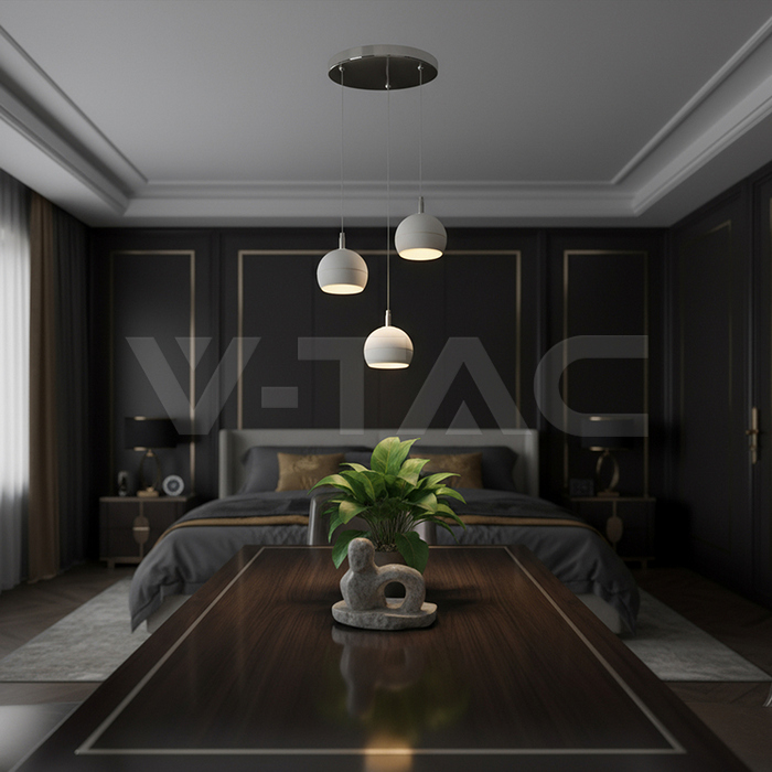 3X10W LED Decorative Hanging Lamp (D250*H30mm) 3000K Brushed Nickel+White img 6