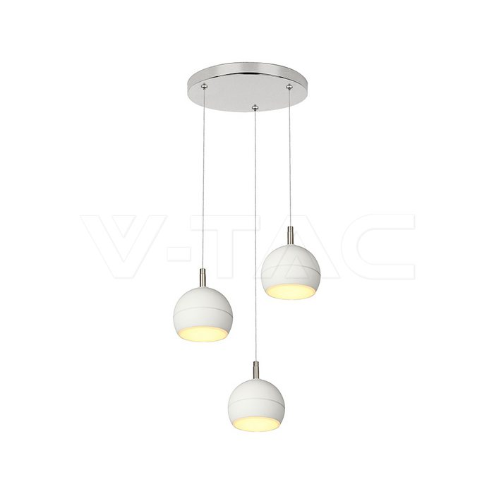 3X10W LED Decorative Hanging Lamp (D250*H30mm) 3000K Brushed Nickel+White