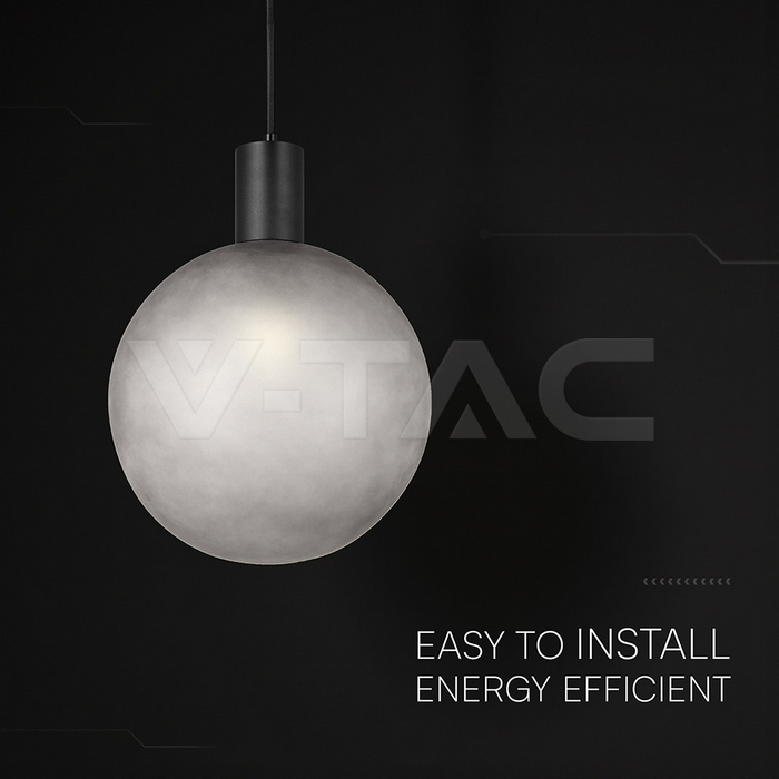 E27 Decorative Hanging Lamp (D100*H25mm) Matt Black+Smokey Grey img 2