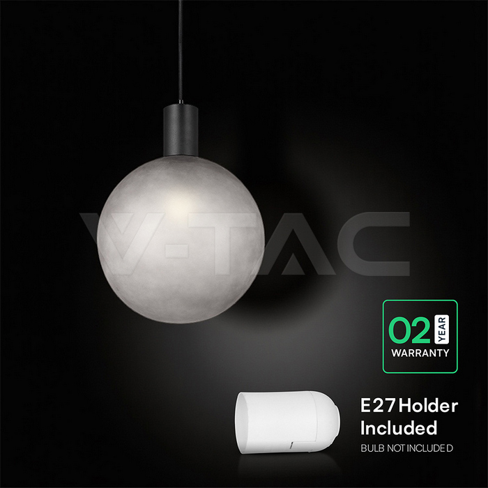 E27 Decorative Hanging Lamp (D100*H25mm) Matt Black+Smokey Grey img 4
