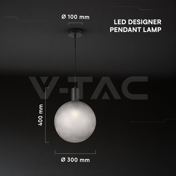 E27 Decorative Hanging Lamp (D100*H25mm) Matt Black+Smokey Grey img 5