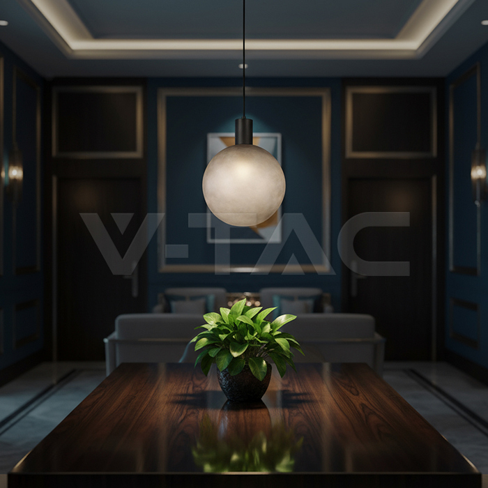 E27 Decorative Hanging Lamp (D100*H25mm) Matt Black+Smokey Grey img 6