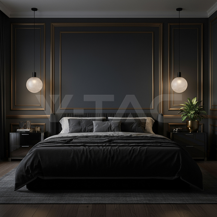 E27 Decorative Hanging Lamp (D100*H25mm) Matt Black+Smokey Grey img 7