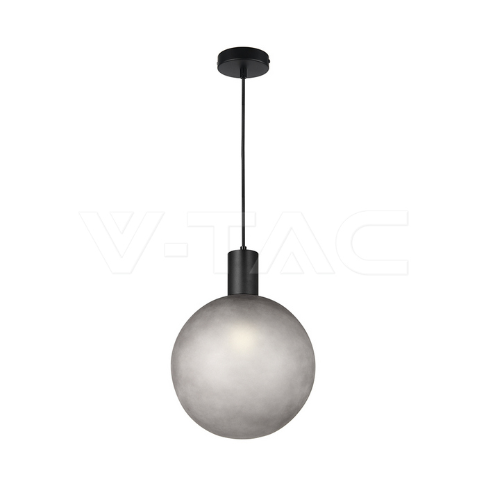 E27 Decorative Hanging Lamp (D100*H25mm) Matt Black+Smokey Grey