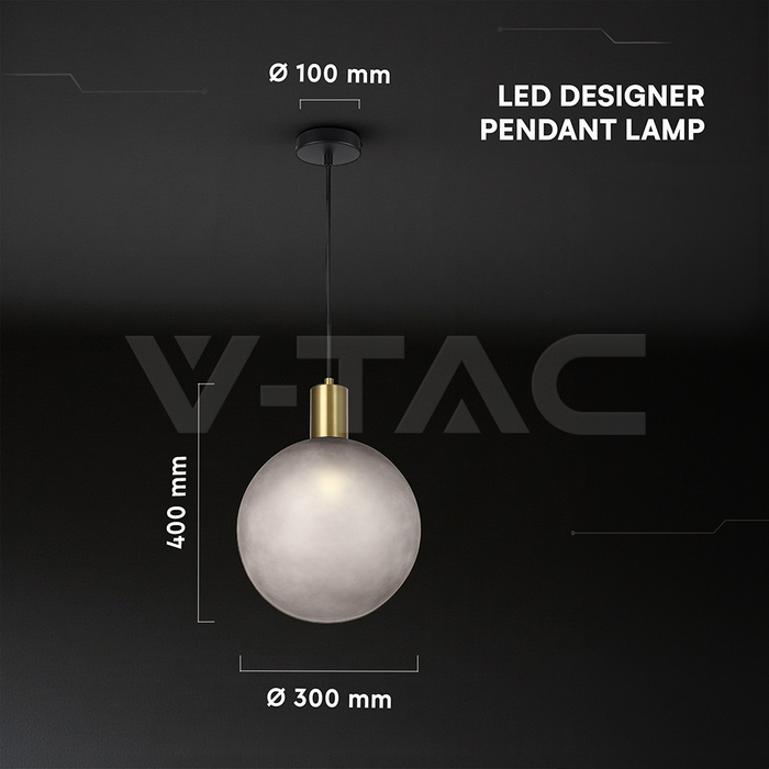 E27 Decorative Hanging Lamp (D100*H25mm) Brished Brass+Smokey Grey img 5