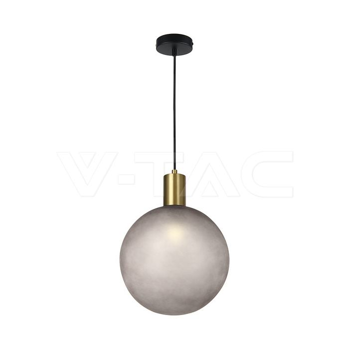 E27 Decorative Hanging Lamp (D100*H25mm) Brished Brass+Smokey Grey